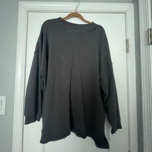 Dark Gray Aerie Down To Earth Oversized Sweatshirt